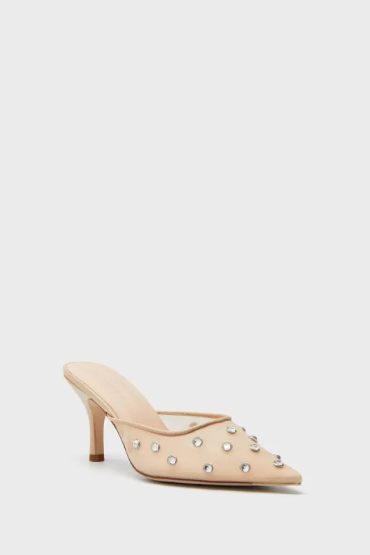Cream Mesh with Rhinestones Paloma Heels made by Loeffler Randall