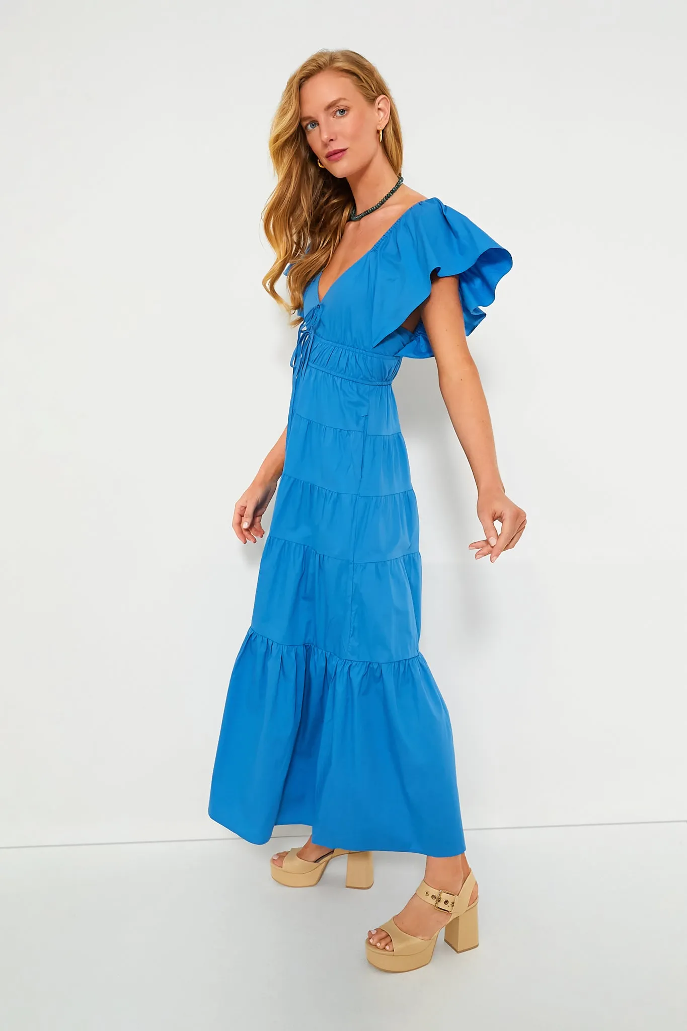 Blue V-Neck Maxi Dress sold by Tuckernuck product image thumbnail 3