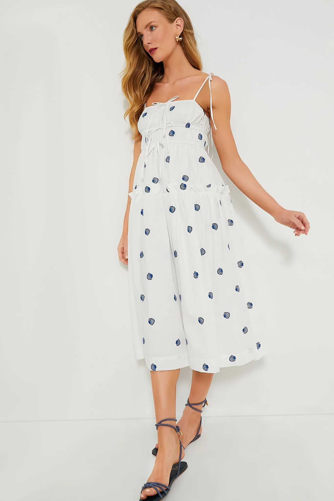 White Blue Alani Midi Dress sold by Tuckernuck