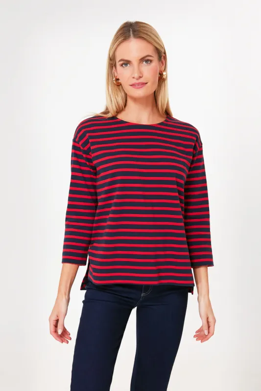 Red and Navy Stripe Becs Tee sold by Tuckernuck