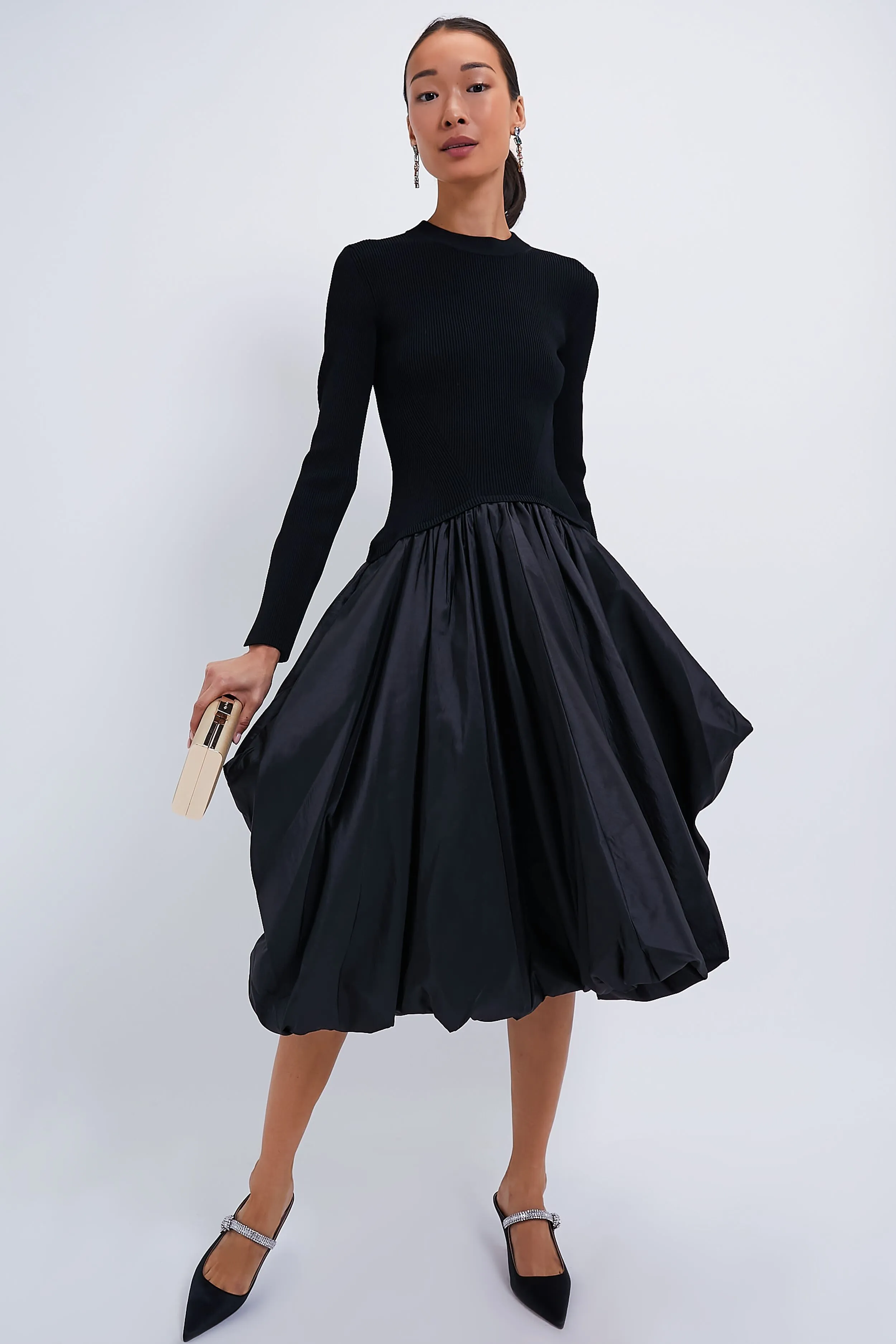 Black Kenlie Long Sleeve Mock Neck Midi Dress sold by Tuckernuck product image thumbnail 2