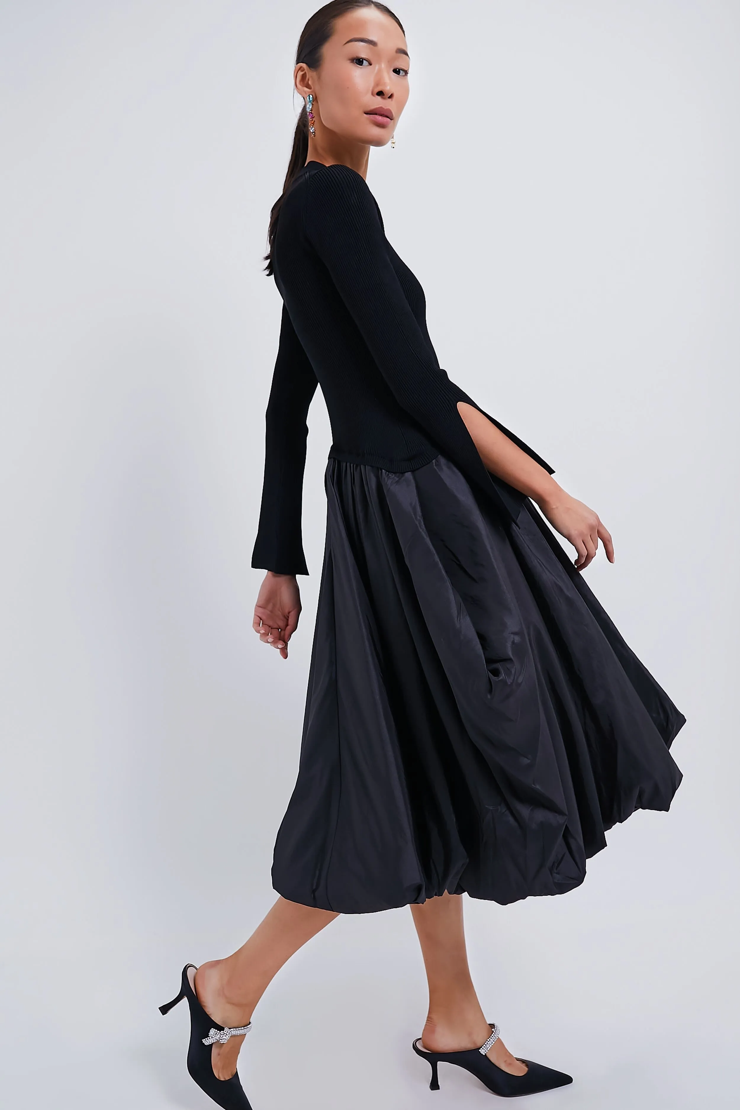 Black Kenlie Long Sleeve Mock Neck Midi Dress sold by Tuckernuck product image thumbnail 3