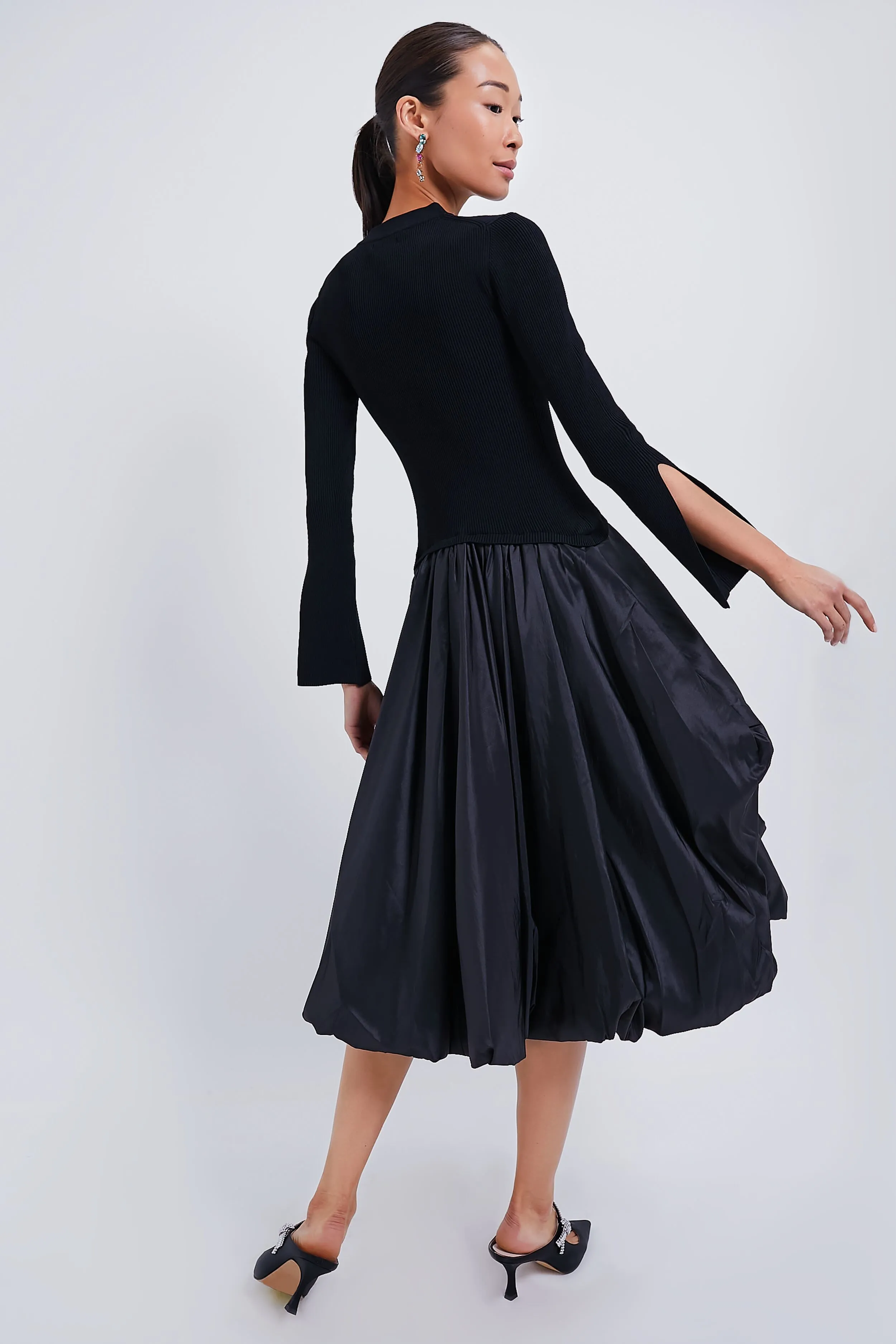 Black Kenlie Long Sleeve Mock Neck Midi Dress sold by Tuckernuck product image thumbnail 4