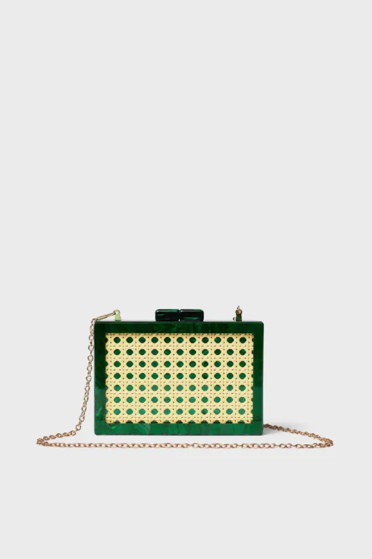 Emerald Swirl Cane Acrylic Clutch sold by Tuckernuck