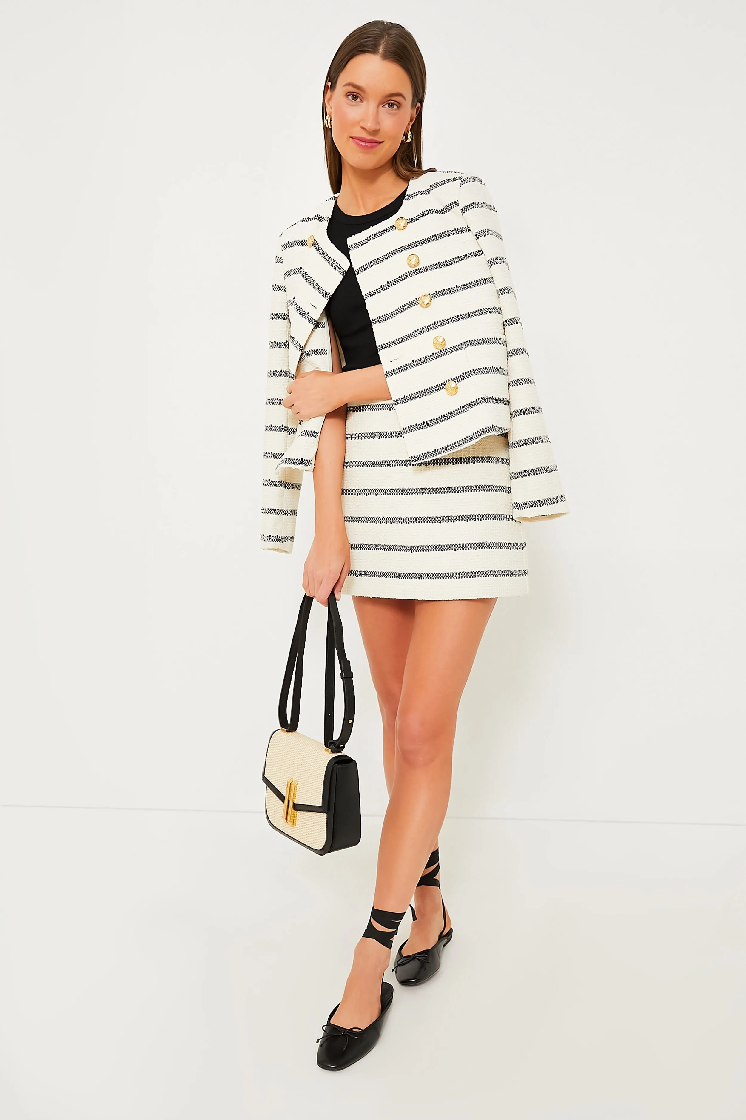 Navy Stripe Tweed Meg Mini Skirt sold by Tuckernuck product image thumbnail 2