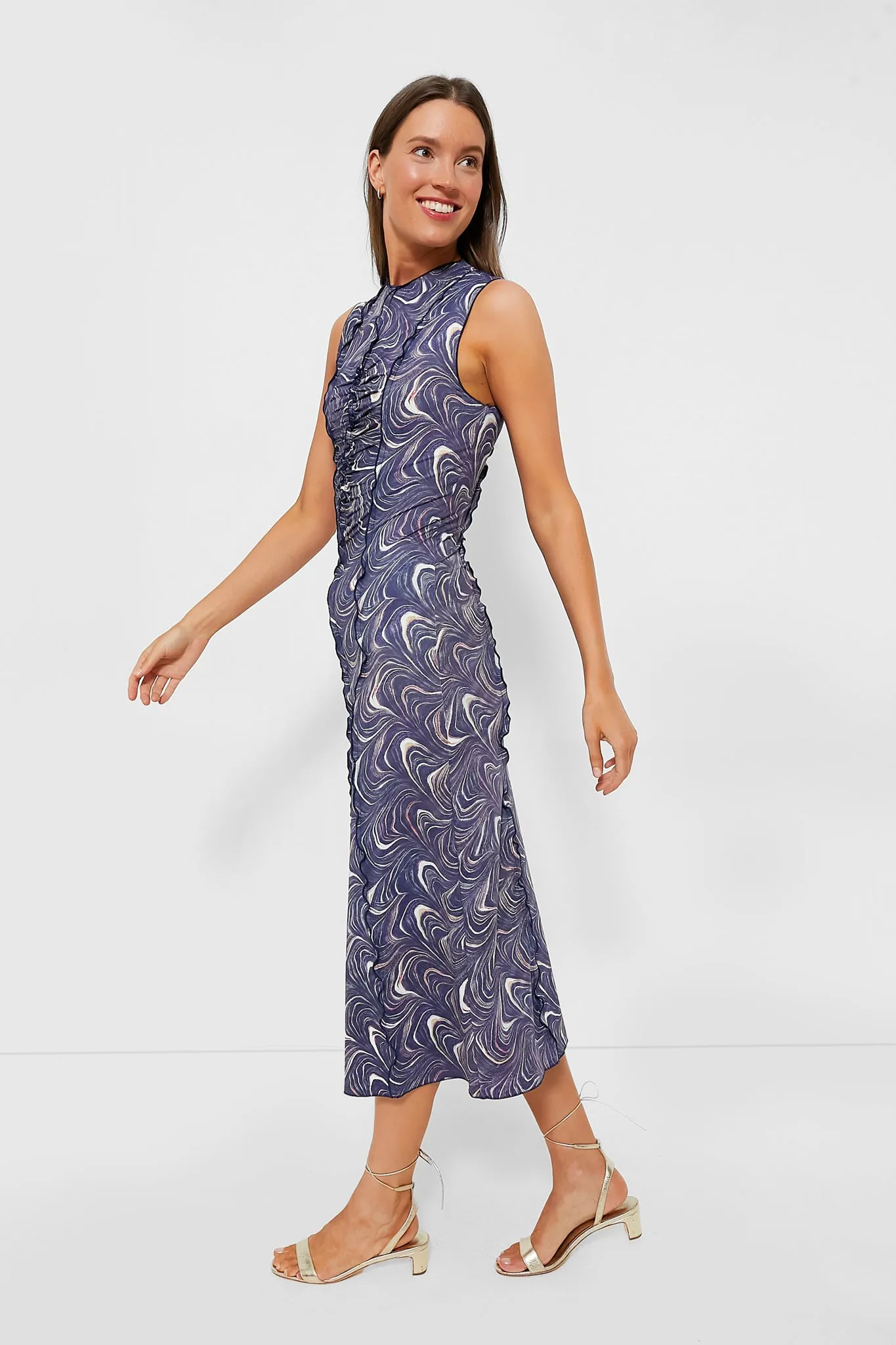 Navy Amara Marble Print Sleeveless Dress sold by Tuckernuck product image thumbnail 3