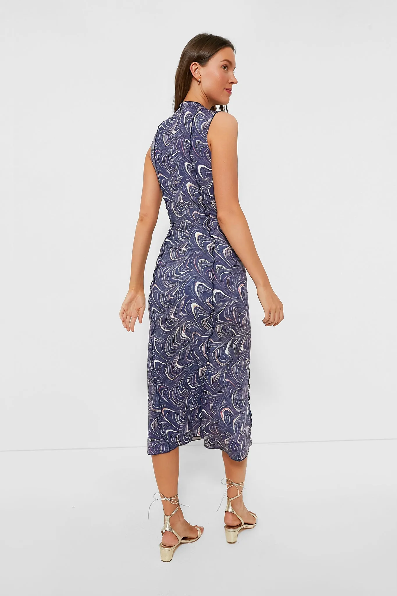 Navy Amara Marble Print Sleeveless Dress sold by Tuckernuck product image thumbnail 4
