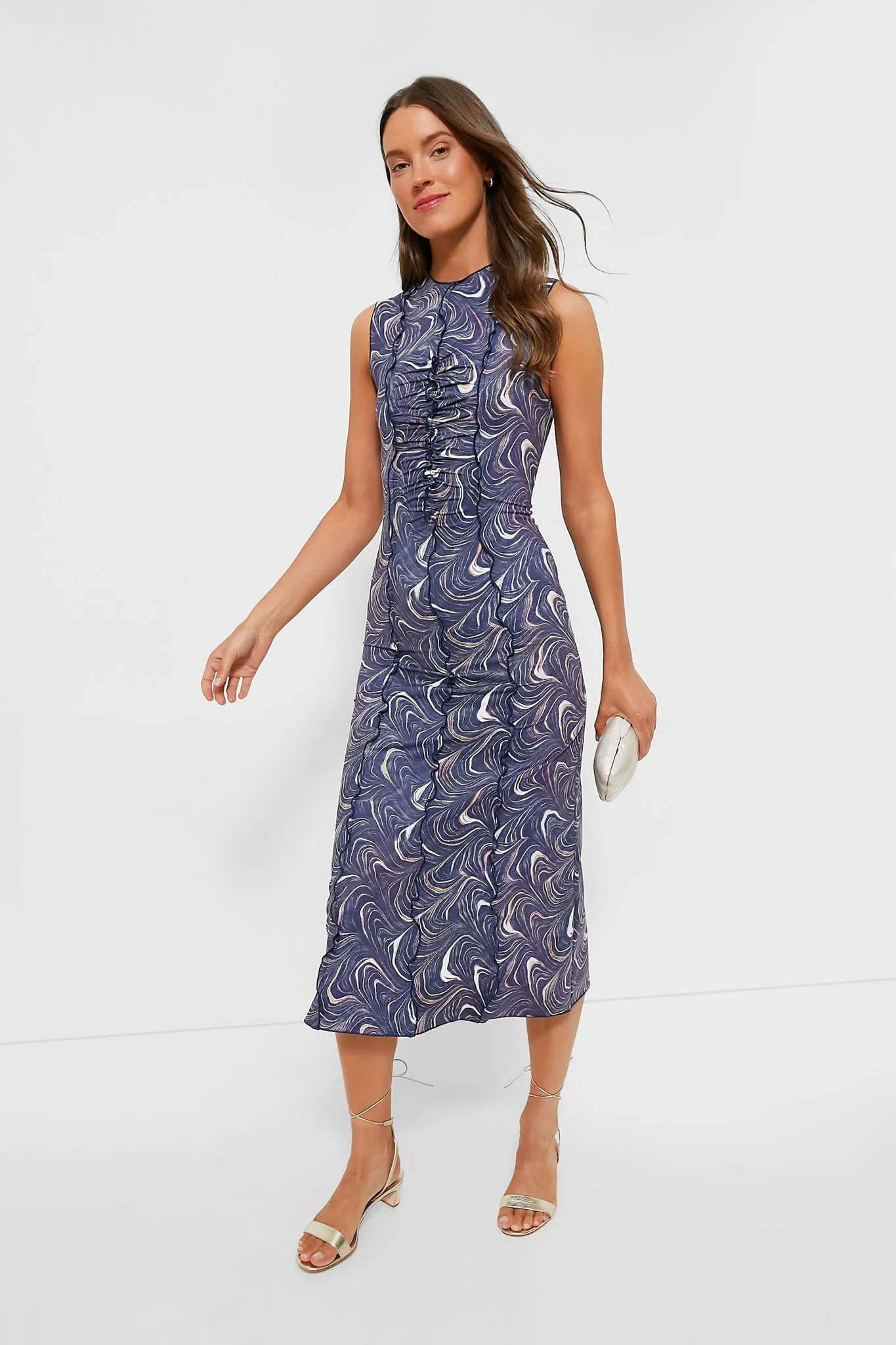 Navy Amara Marble Print Sleeveless Dress sold by Tuckernuck product image thumbnail 2