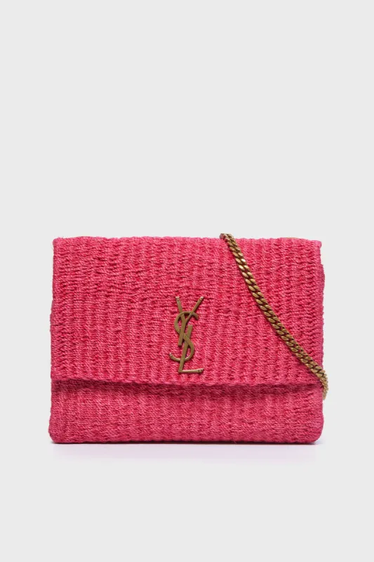 Saint Laurent Pink Glow Raffia Kate Shoulder Bag made by Tuckernuck