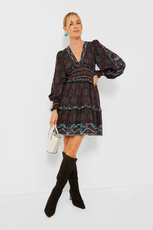 Brown Ellabeth Embroidered Long Sleeve Dress sold by Tuckernuck