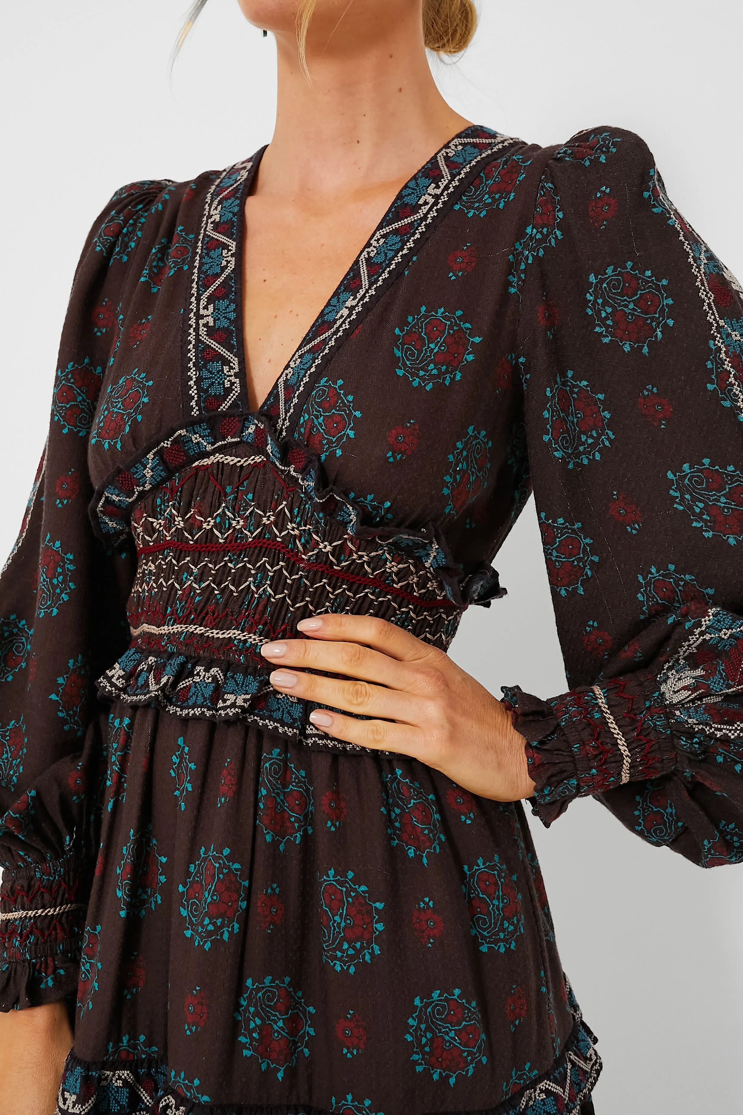 Brown Ellabeth Embroidered Long Sleeve Dress sold by Tuckernuck product image thumbnail 5
