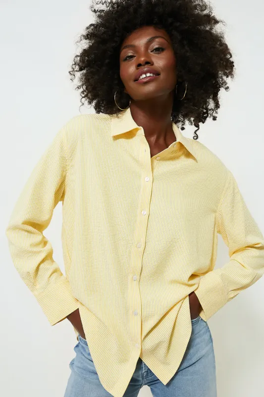 Lemon Seersucker Stripe Nadine Boyfriend Button Down sold by Tuckernuck