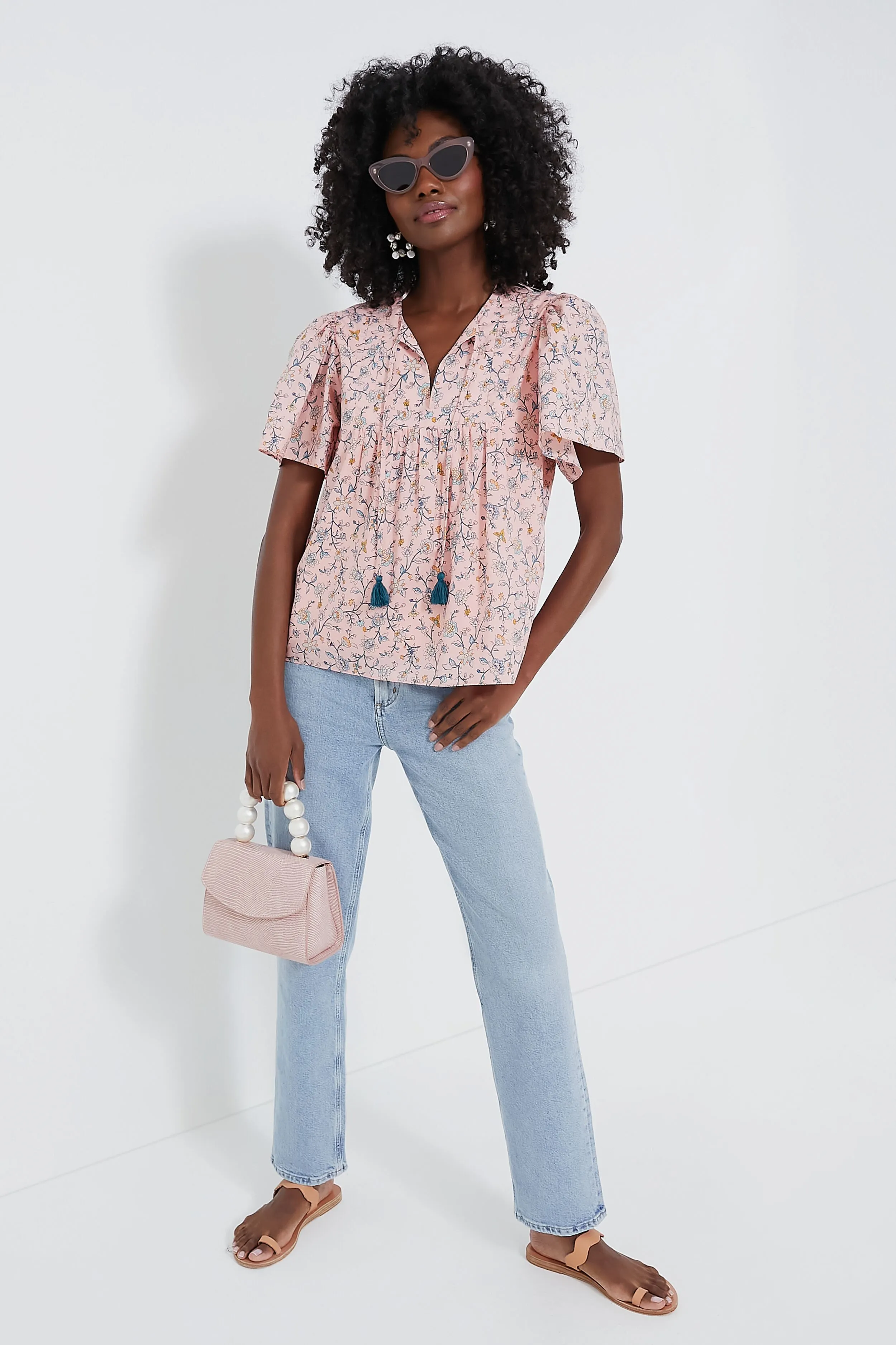 Light Pink Floral Elise Blouse sold by Tuckernuck product image thumbnail 3