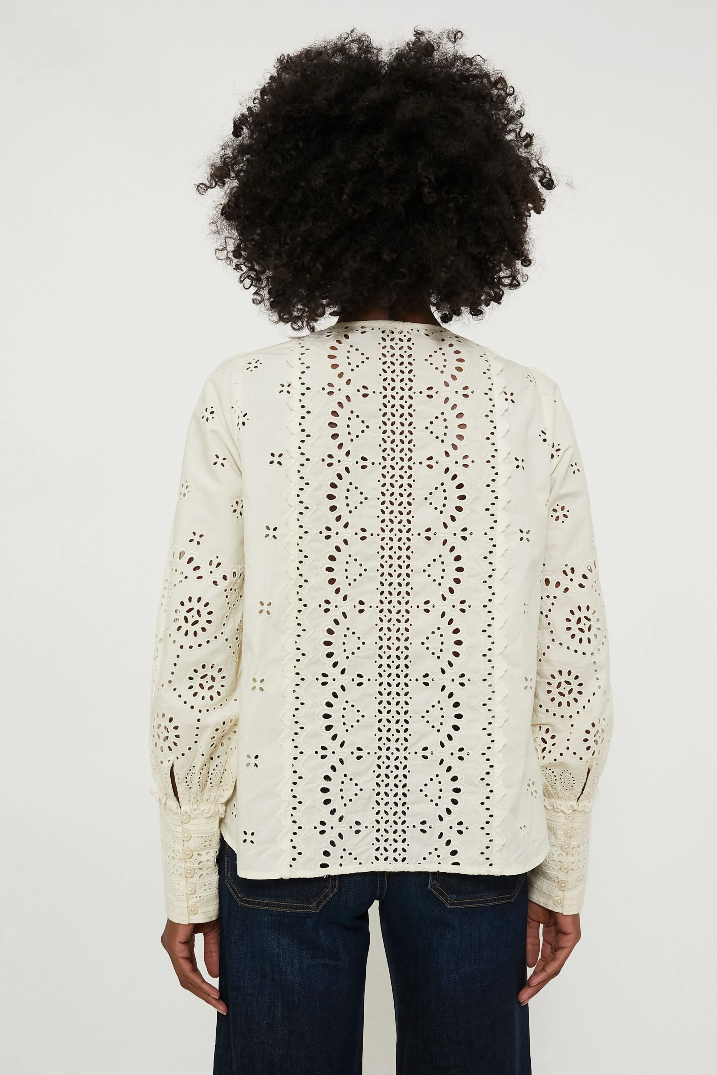 Cream Lainey Eyelet Longsleeve Top sold by Tuckernuck product image thumbnail 4