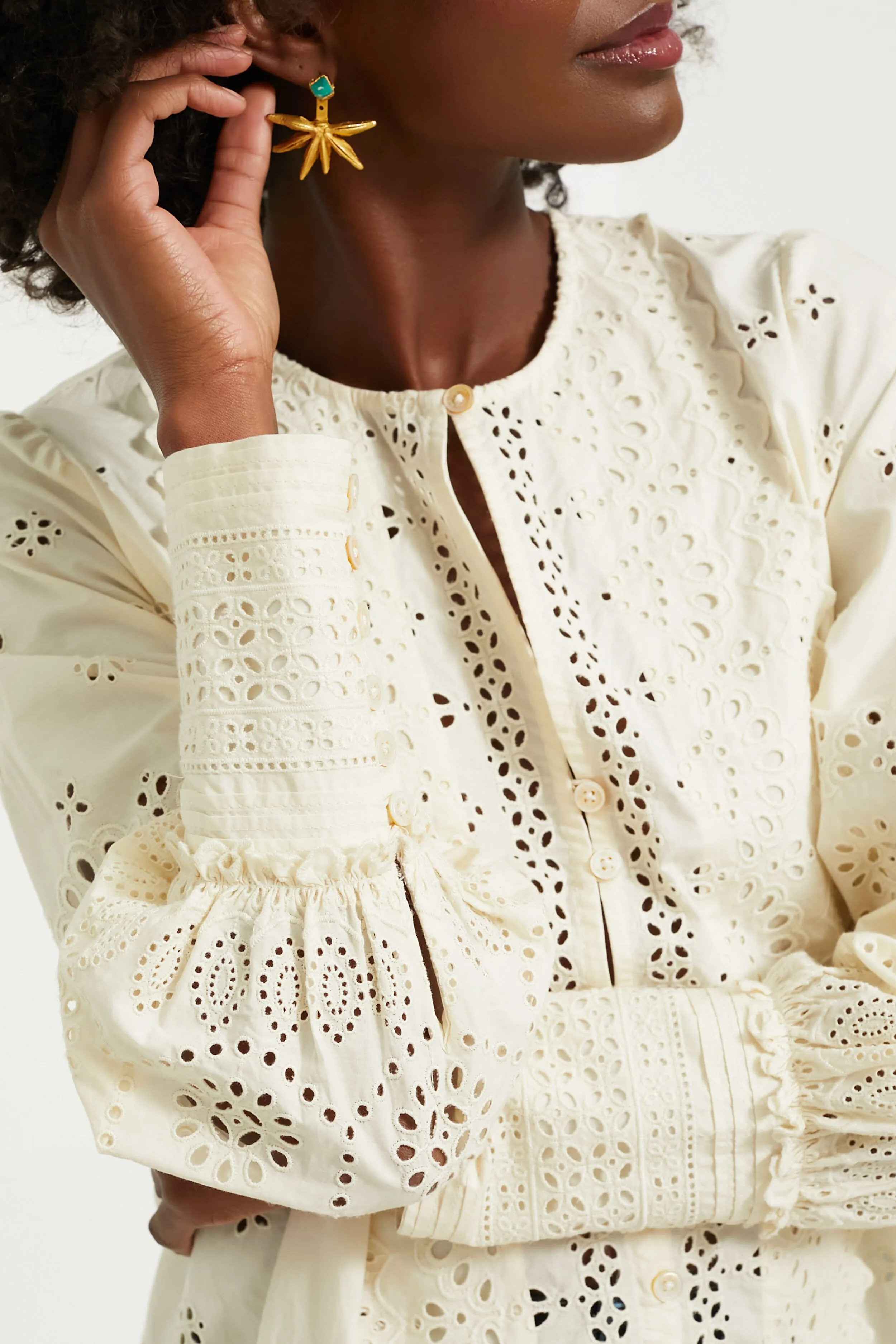 Cream Lainey Eyelet Longsleeve Top sold by Tuckernuck product image thumbnail 5