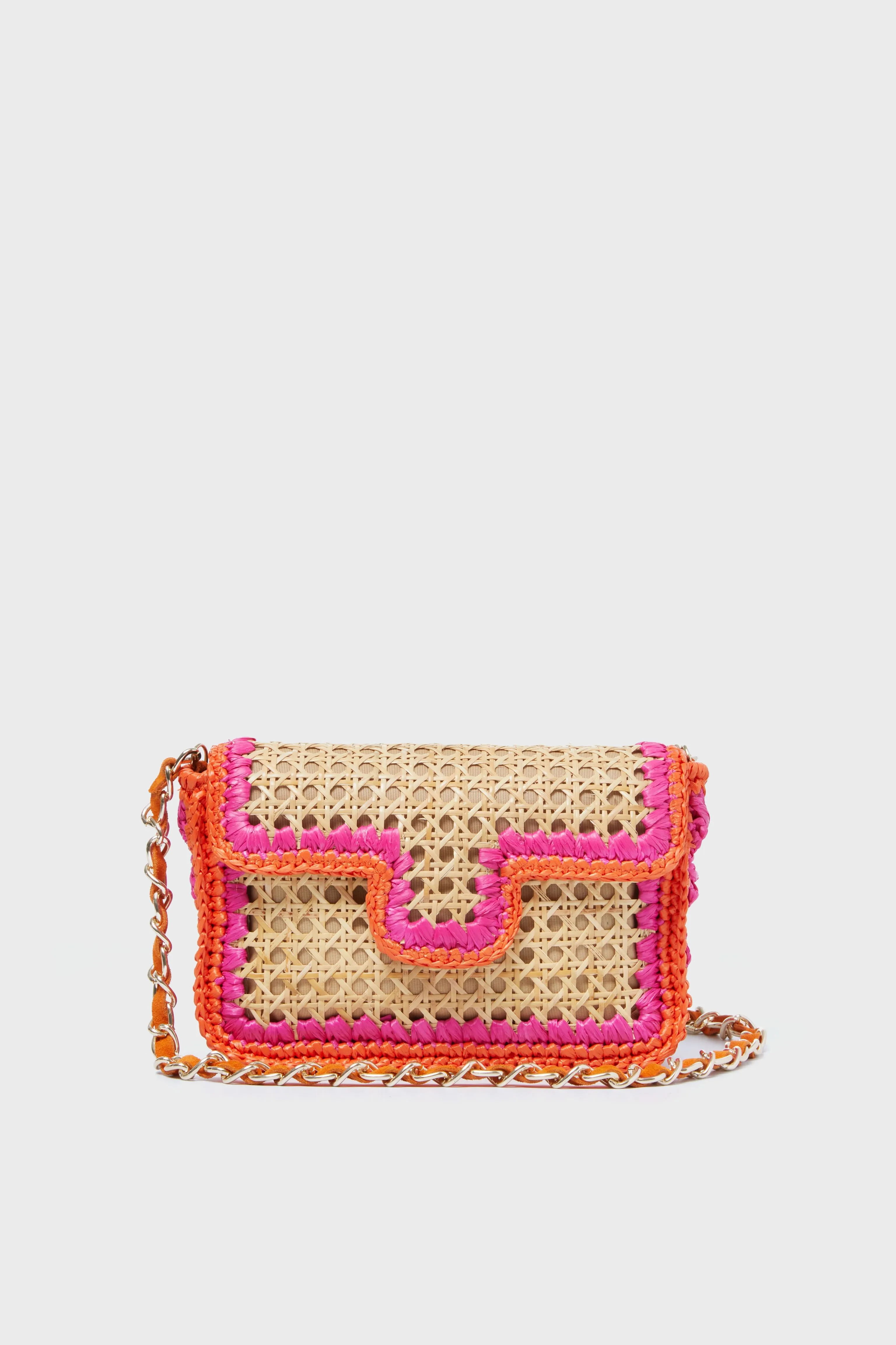 Natural and Pink Woven Crossbody sold by Tuckernuck