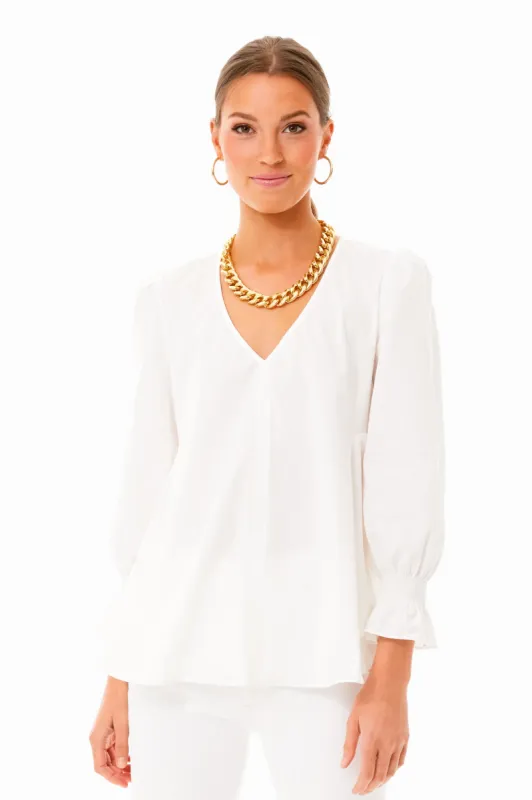 White Easton Blouse sold by Tuckernuck