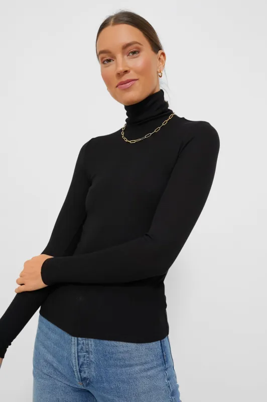 Black Lexi Rib Turtleneck made by Marine Layer