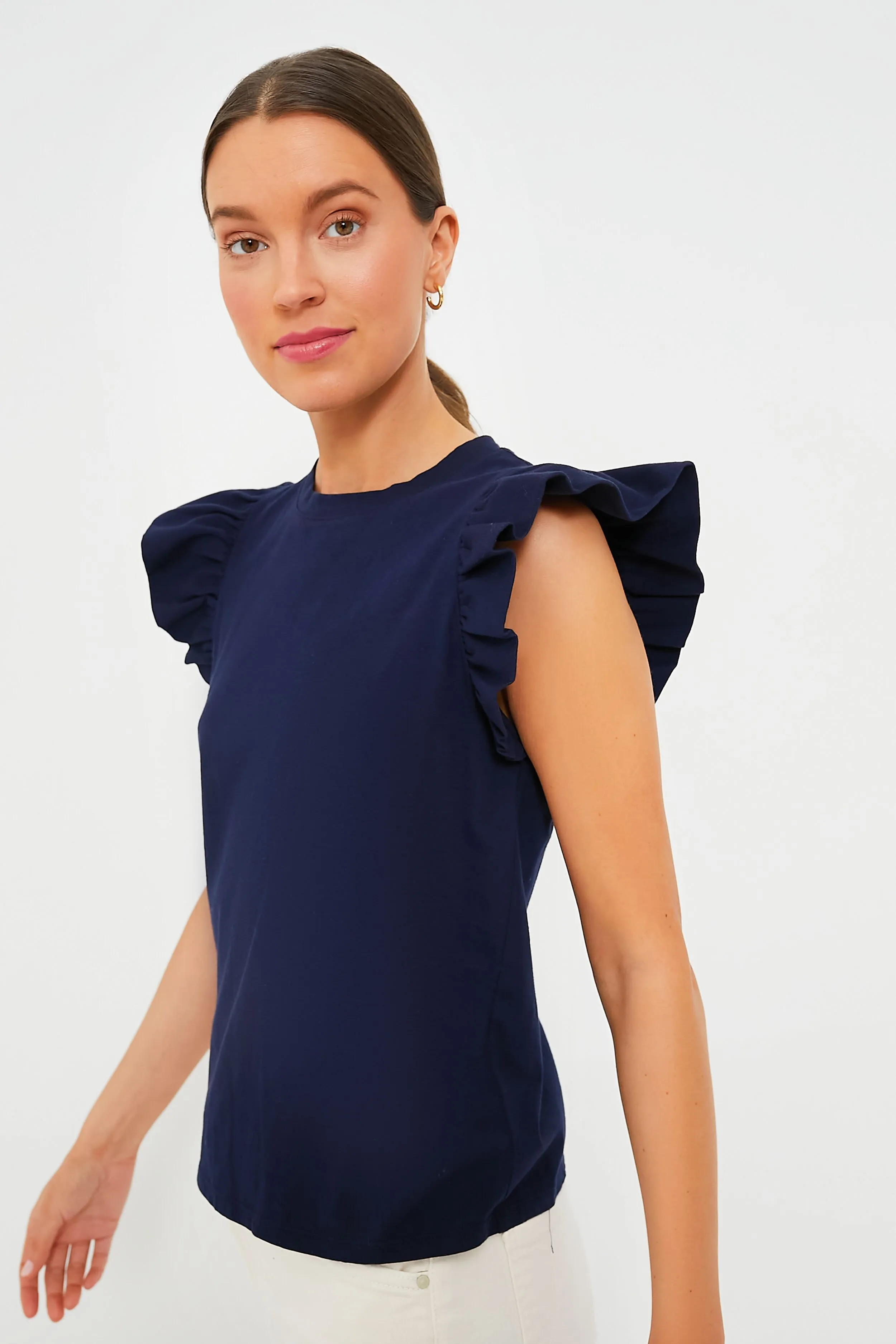 Navy Kaia Flutter Sleeve Tee sold by Tuckernuck product image thumbnail 3