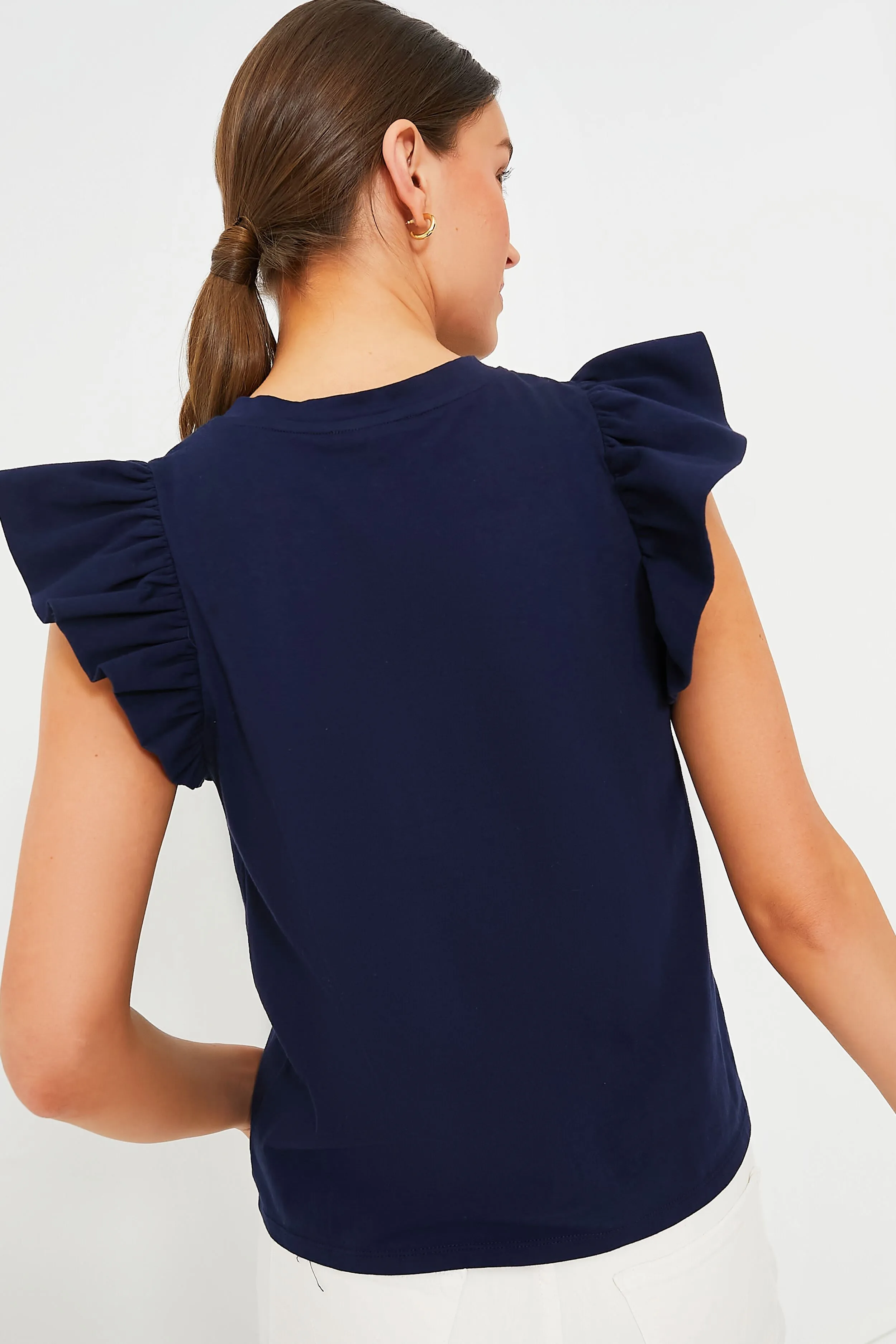 Navy Kaia Flutter Sleeve Tee sold by Tuckernuck product image thumbnail 4