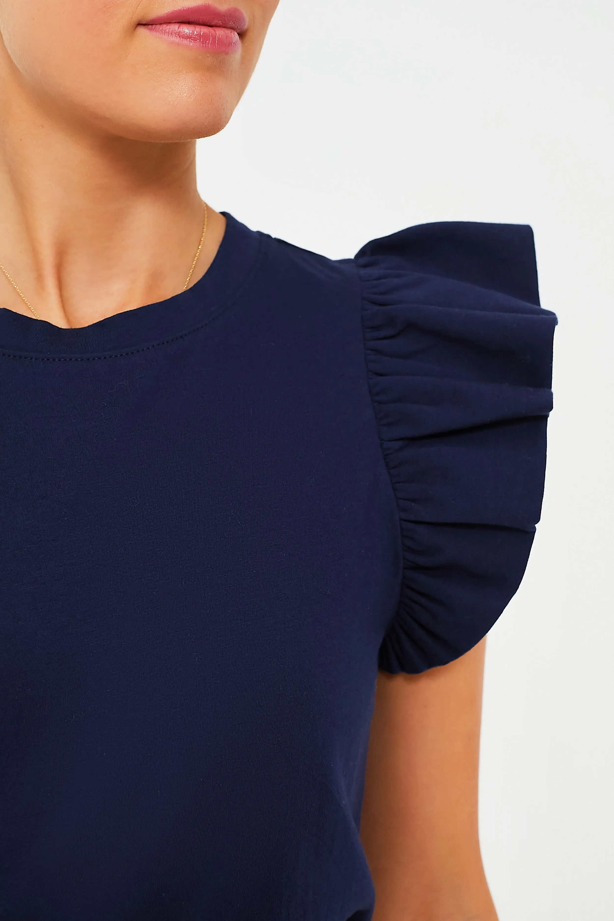 Navy Kaia Flutter Sleeve Tee sold by Tuckernuck product image thumbnail 5