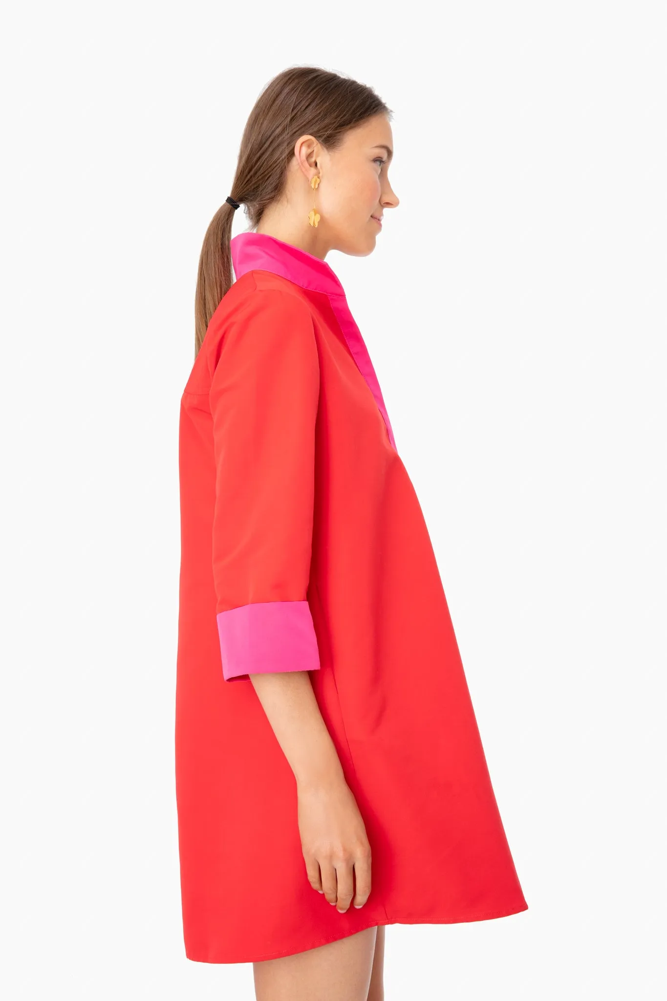 Pink and Red Colorblock Megan Taffeta Dress sold by Tuckernuck product image thumbnail 3