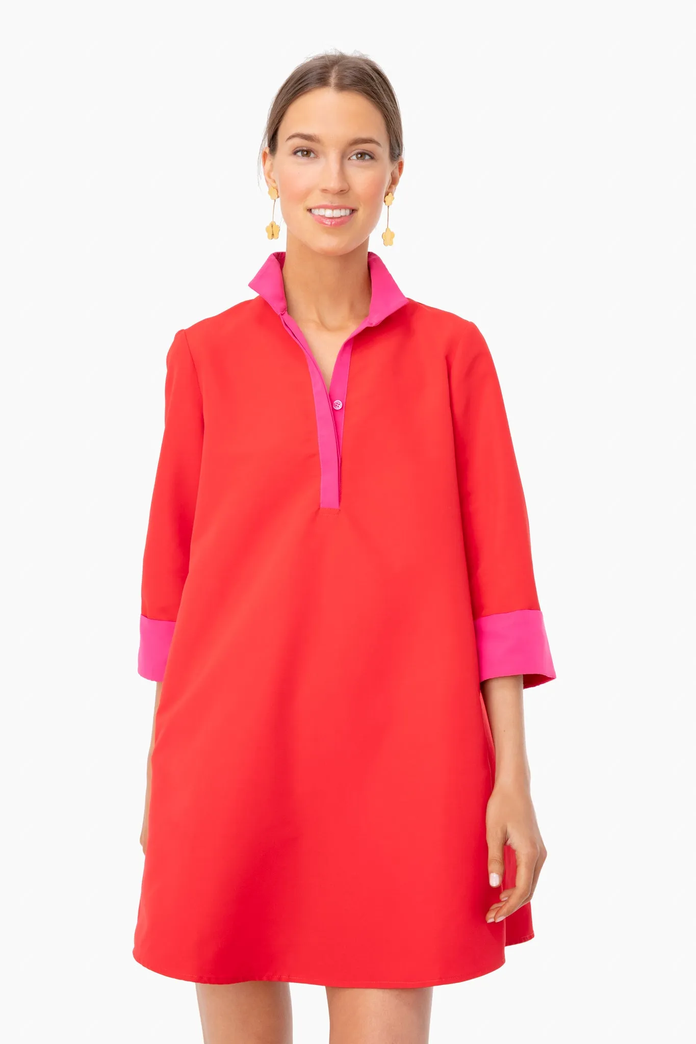 Pink and Red Colorblock Megan Taffeta Dress sold by Tuckernuck