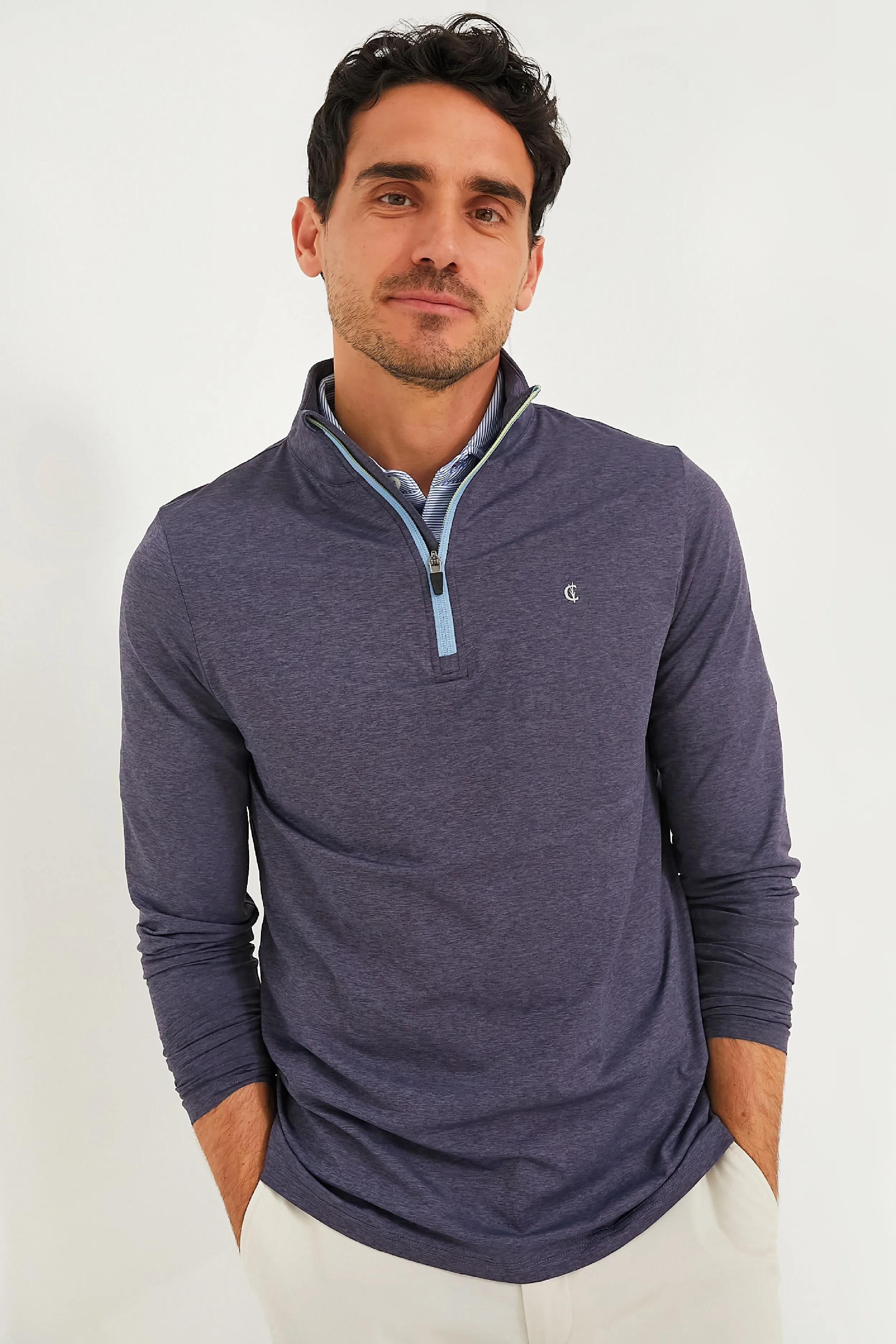 Heathered Navy Featherweight Performance Pullover sold by Tuckernuck