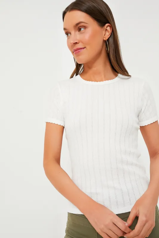 White Pointelle Slim Fit Tee sold by Tuckernuck