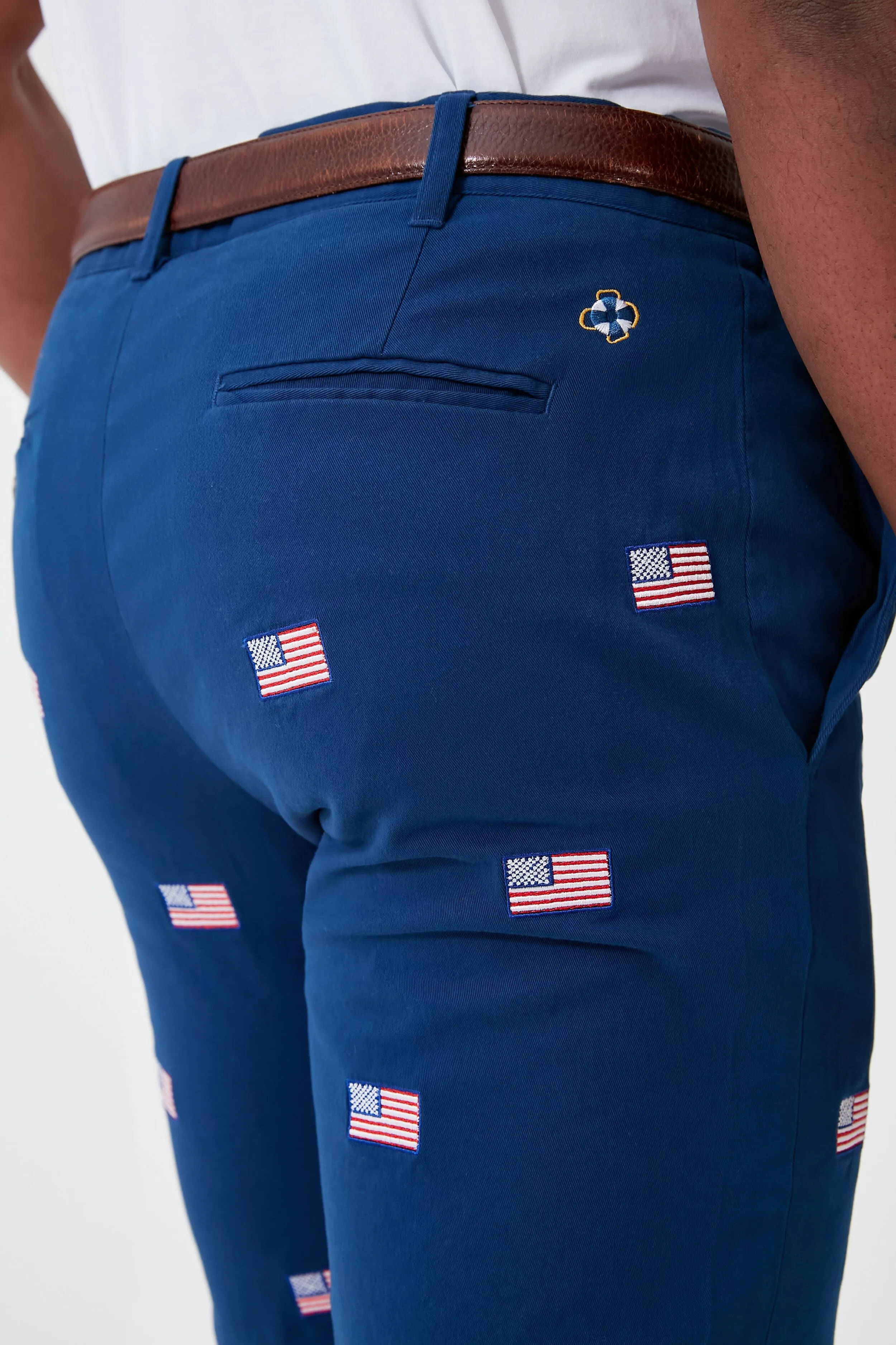 Navy American Flag Embroidered Stretch Twill Cisco Shorts sold by Tuckernuck product image thumbnail 5