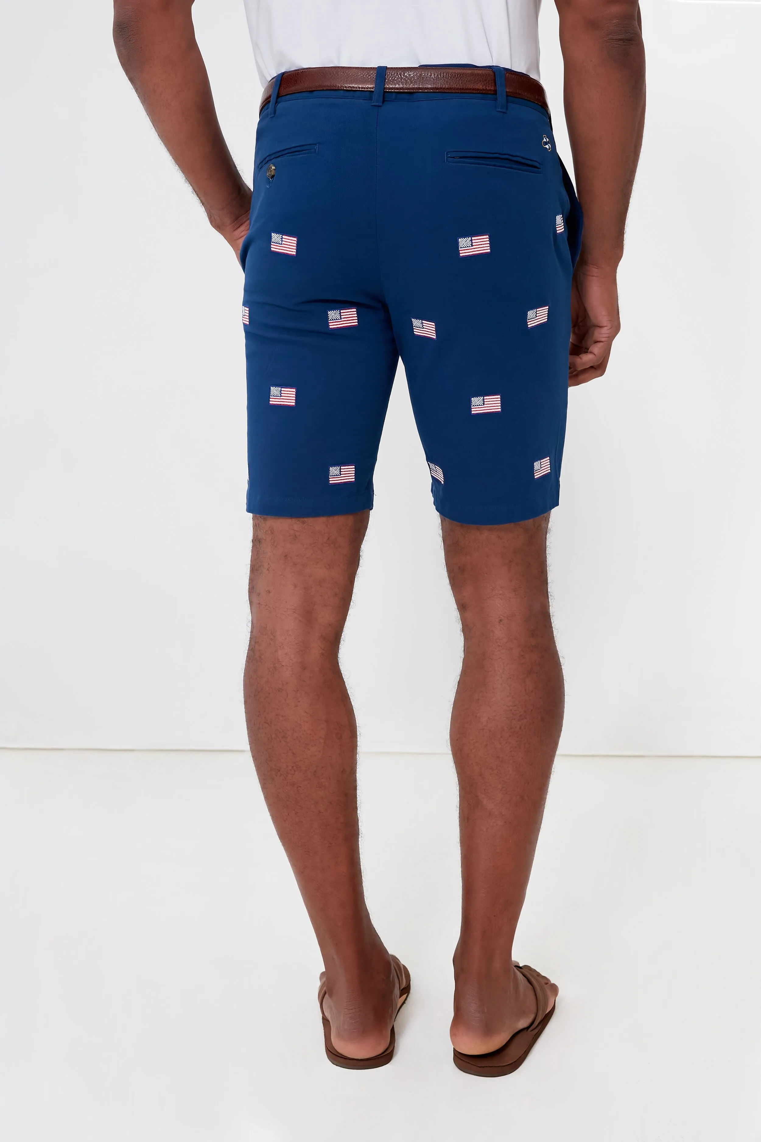 Navy American Flag Embroidered Stretch Twill Cisco Shorts sold by Tuckernuck product image thumbnail 4