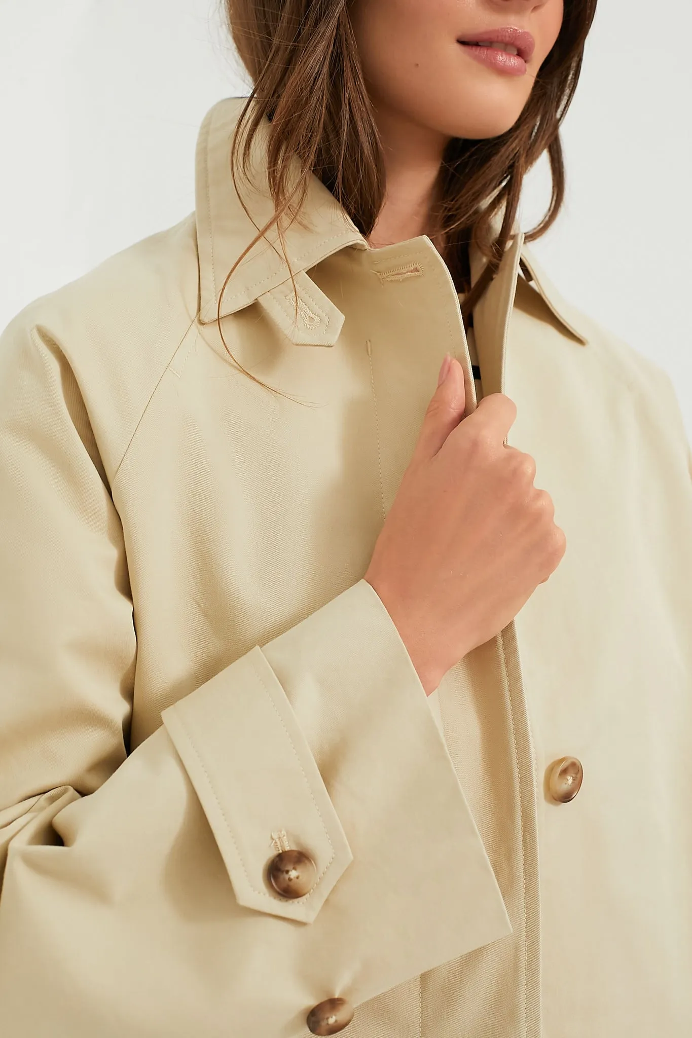 Khaki Drew Short Trench Coat sold by Tuckernuck product image thumbnail 5