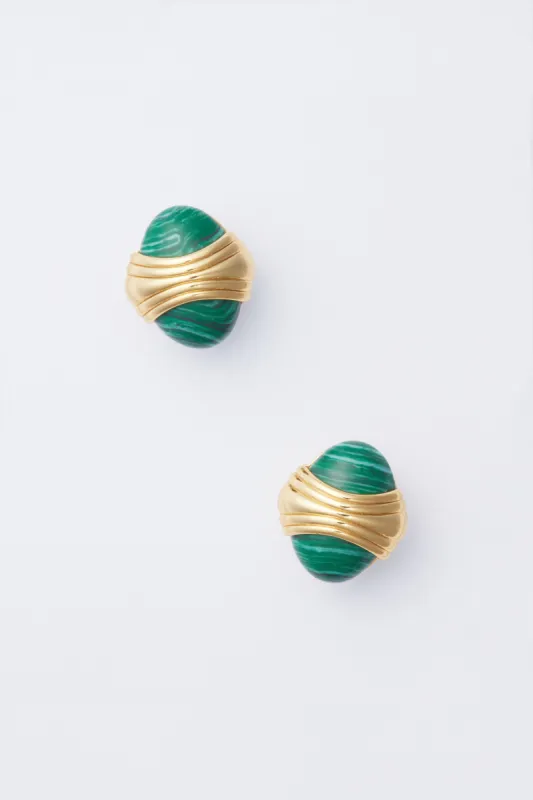 Malachite Baldwin Studs sold by Tuckernuck