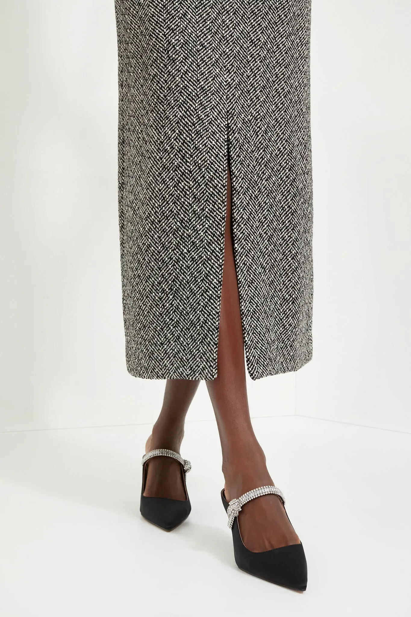 Black Herringbone Midi Skirt sold by Tuckernuck product image thumbnail 5