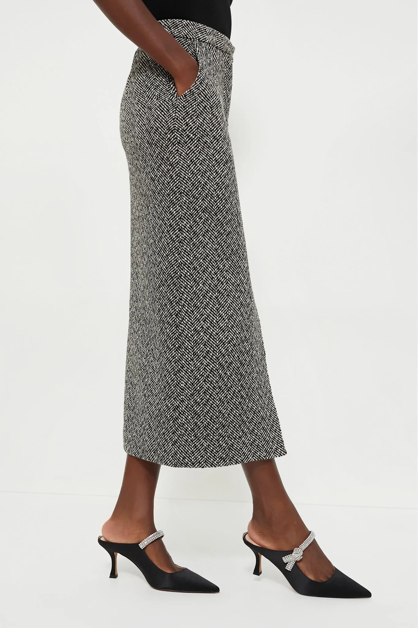 Black Herringbone Midi Skirt sold by Tuckernuck product image thumbnail 3