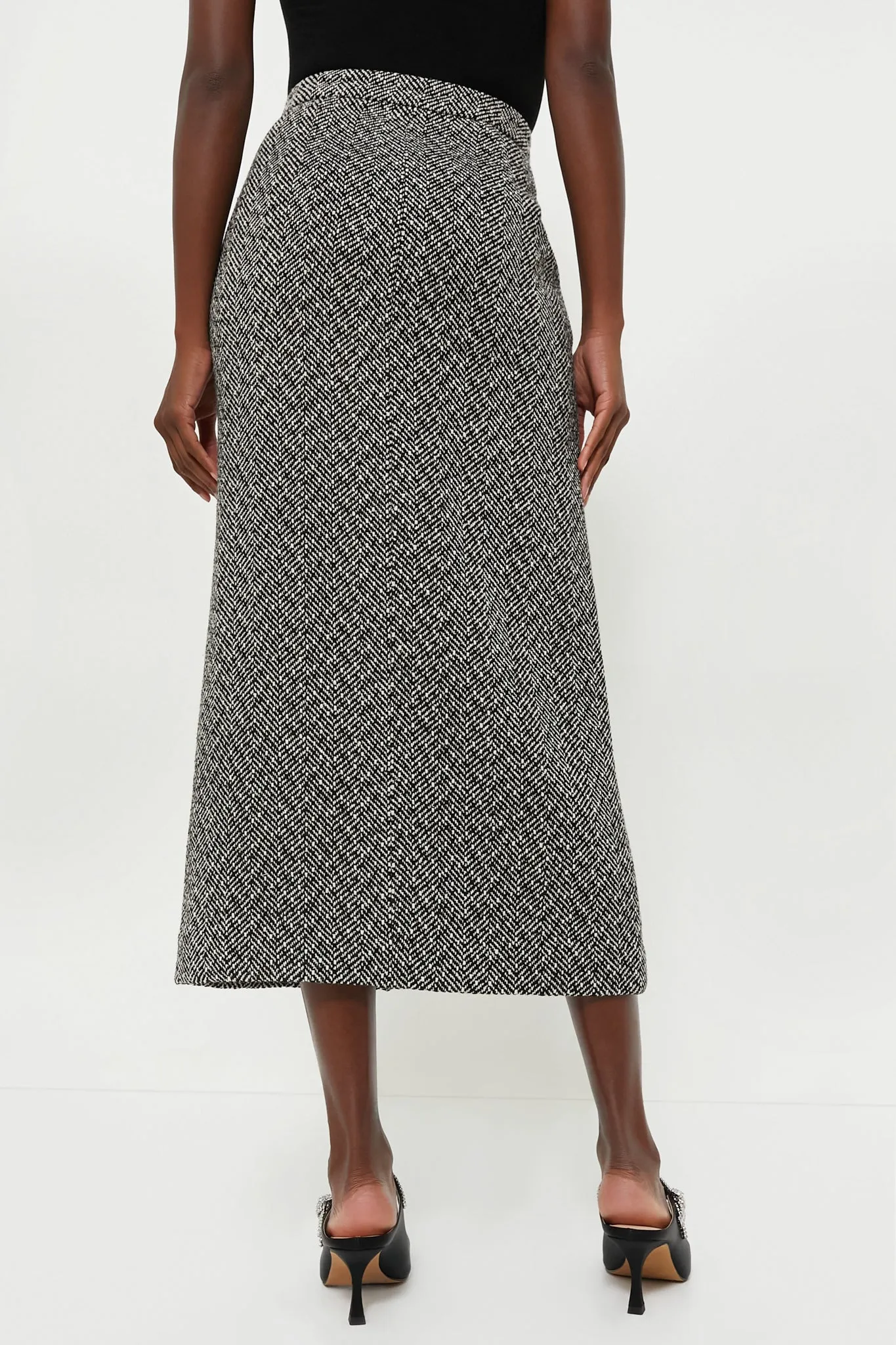 Black Herringbone Midi Skirt sold by Tuckernuck product image thumbnail 4