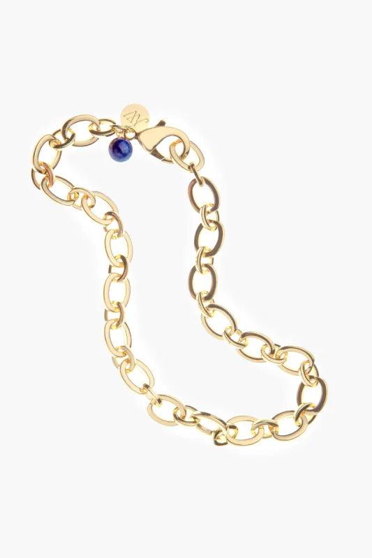 Chunky Link Chain with Lapis Bead sold by Tuckernuck