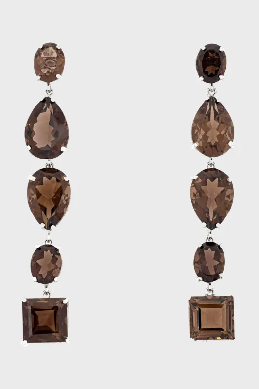Mixed Cut Smoky Quartz Drop Earrings Estate 14k White Gold Drops Jewellery sold by Tuckernuck
