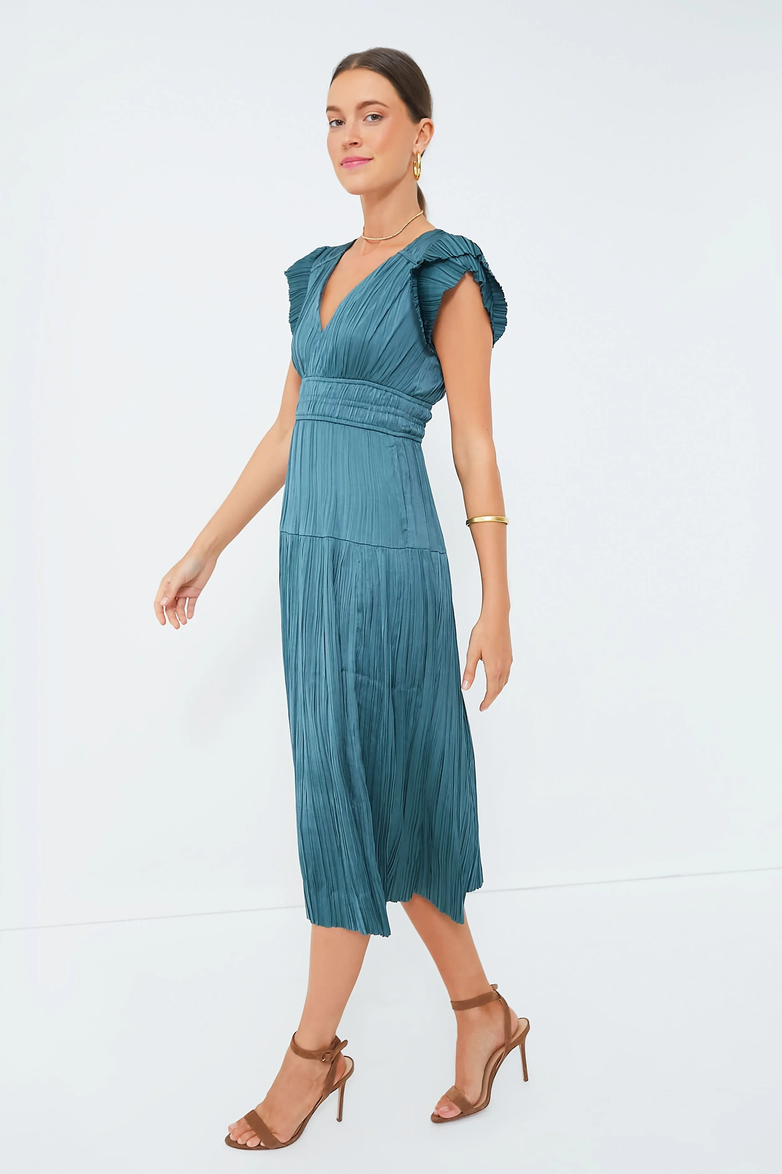 Jade Pleated V-Neck Maxi Dress sold by Tuckernuck product image thumbnail 3
