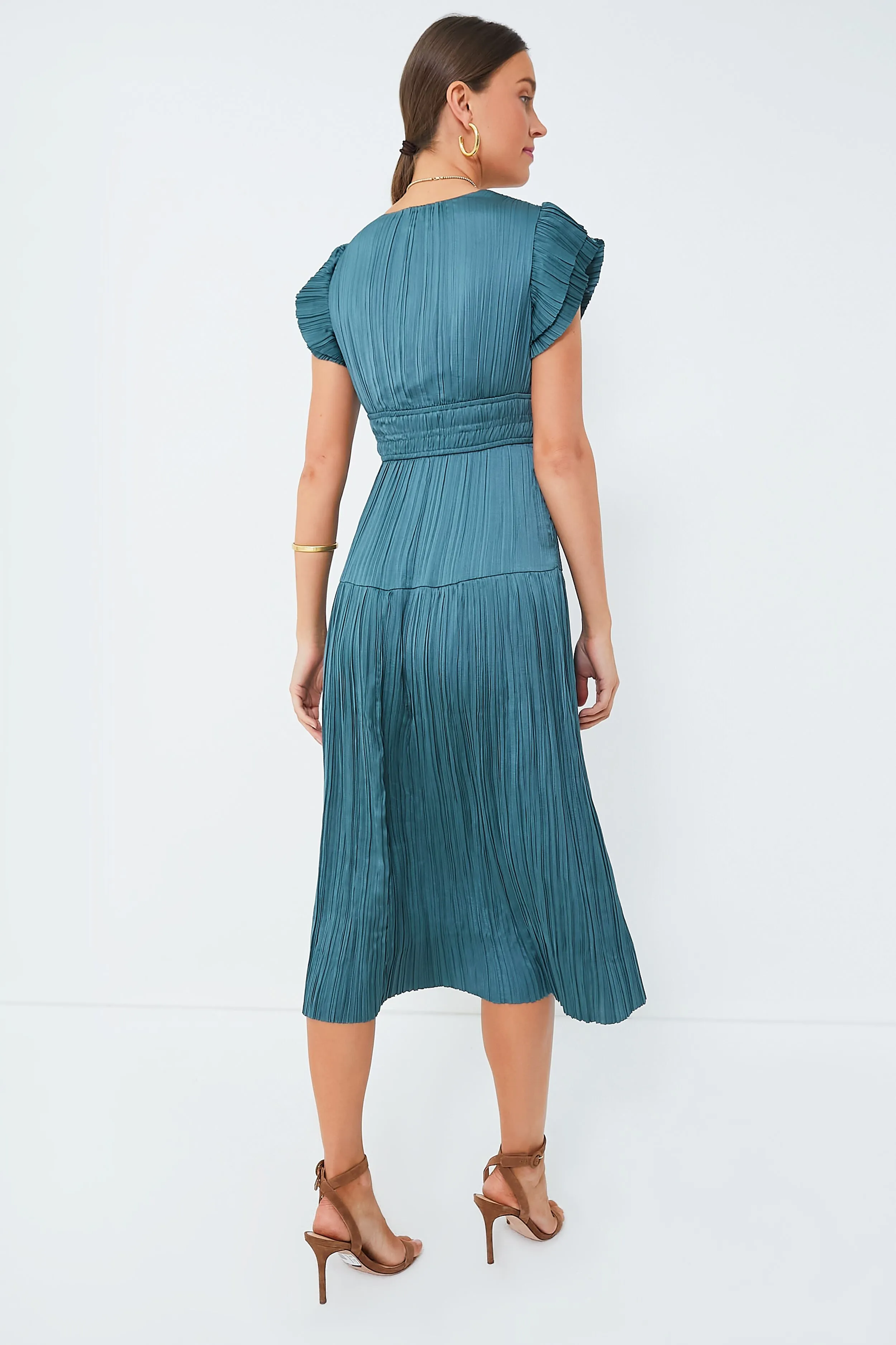 Jade Pleated V-Neck Maxi Dress sold by Tuckernuck product image thumbnail 4