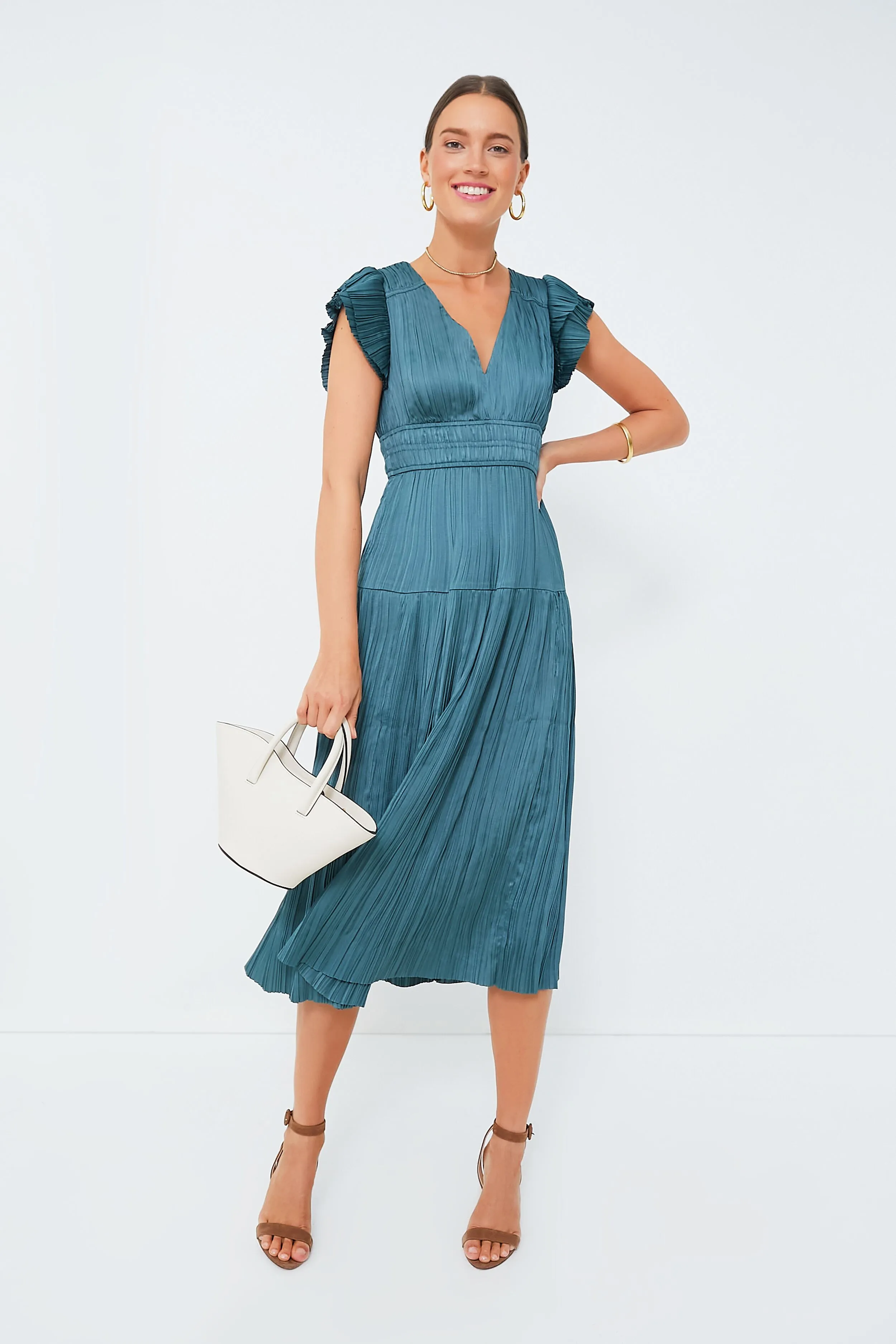 Jade Pleated V-Neck Maxi Dress sold by Tuckernuck product image thumbnail 2