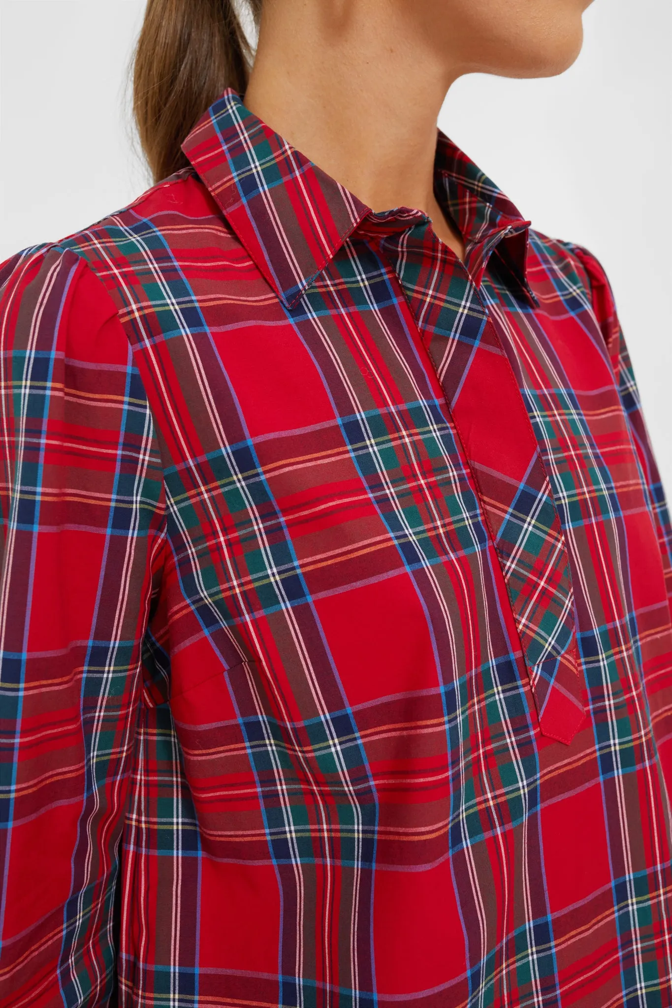 Red Royal Stewart Poplin Popover Dress sold by Tuckernuck product image thumbnail 5