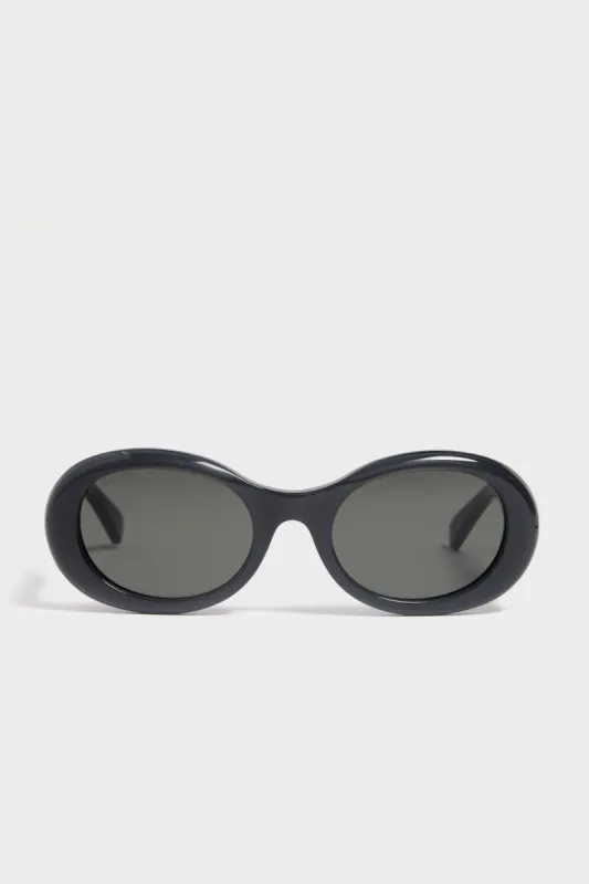 Shiny Glossy Black Round Frame Sunglasses sold by Tuckernuck