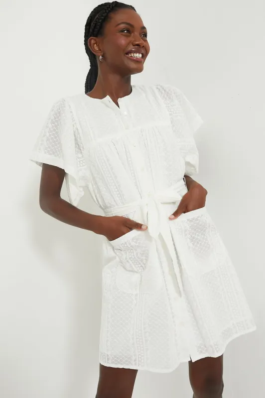 White Embroidered Marion Button Dress sold by Tuckernuck