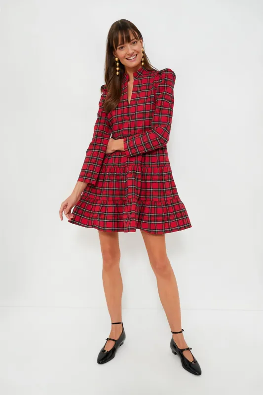 Red Plaid Long Sleeve Tunic Flare Dress made by Sail to Sable