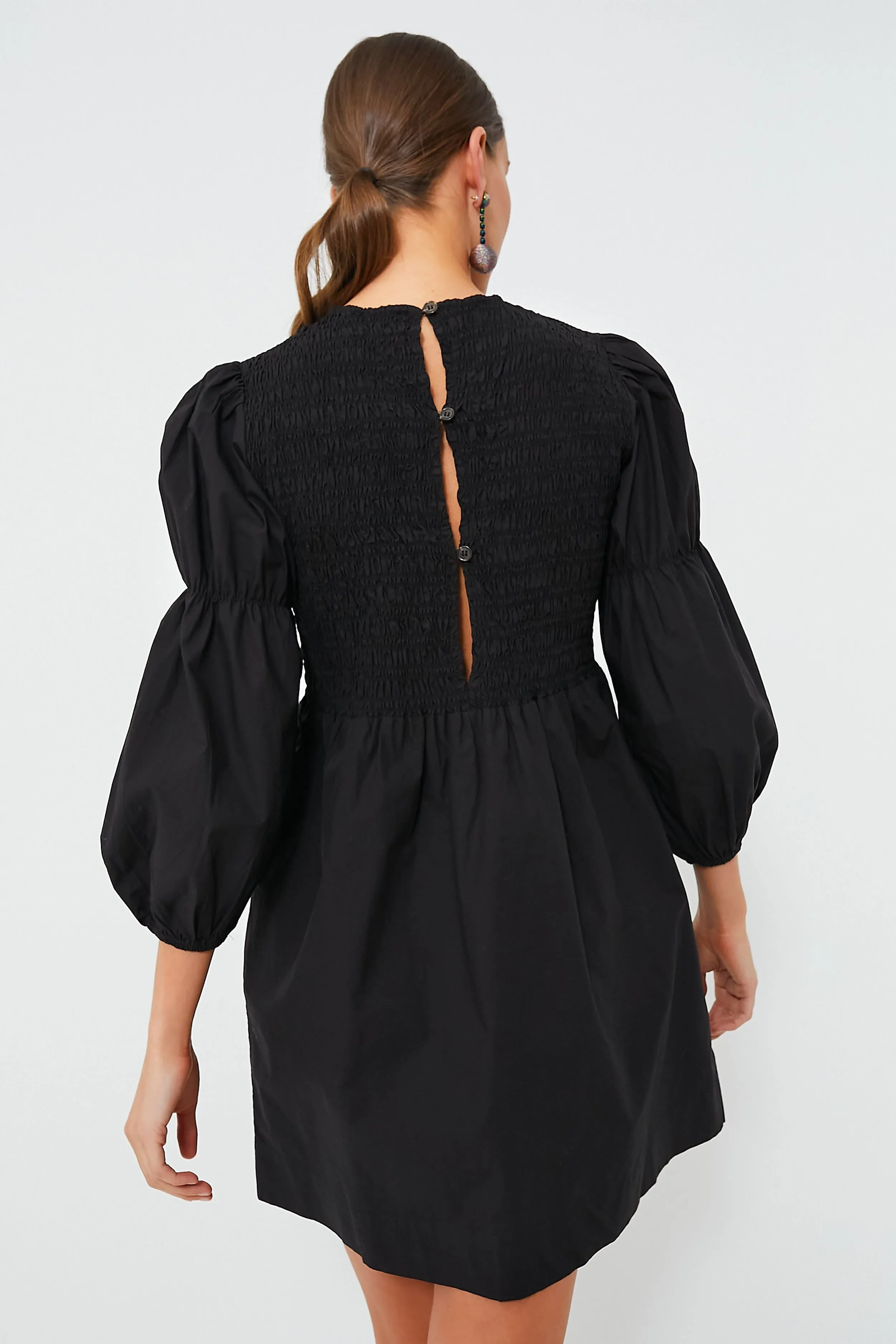 Black Cotton Poplin Mini Smock Dress sold by Tuckernuck product image thumbnail 4