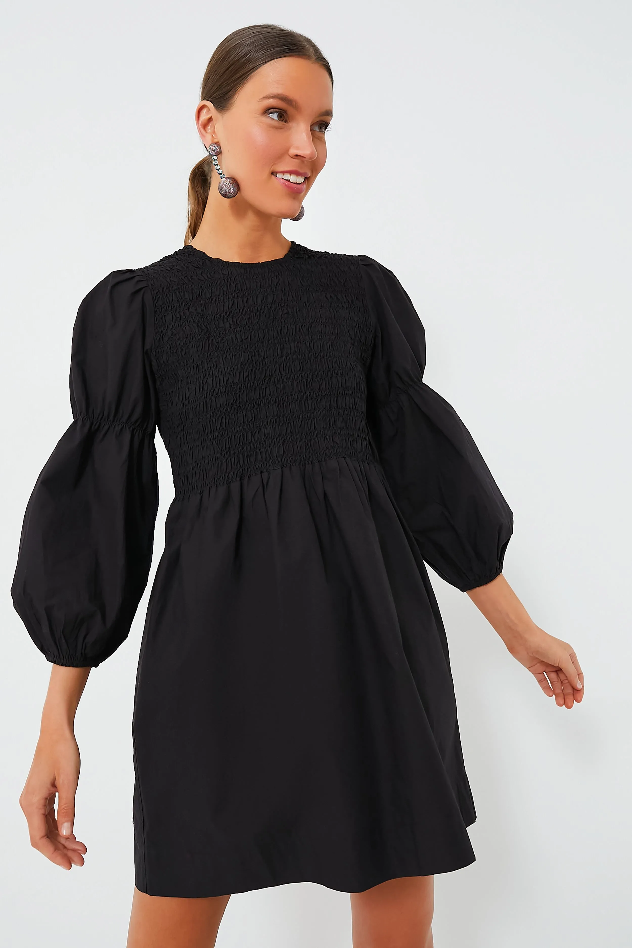 Black Cotton Poplin Mini Smock Dress sold by Tuckernuck