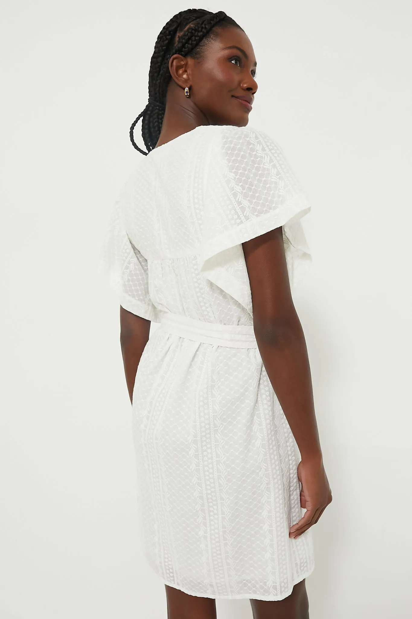 White Embroidered Marion Button Dress sold by Tuckernuck product image thumbnail 4