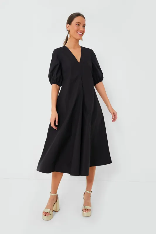 Black Cotton Poplin V-Neck Long Dress sold by Tuckernuck