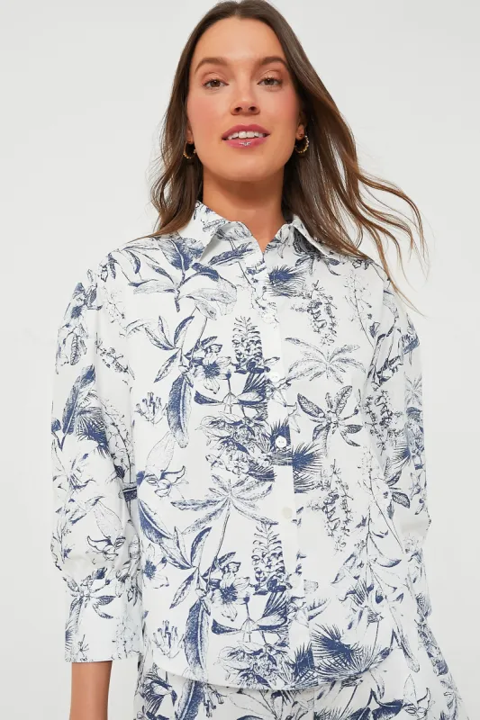 Whimsical Navy Floral Beau Boyfriend Shirt sold by Tuckernuck